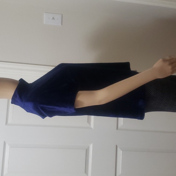 Telluride Clothing xl velvet royal blue mock neck cap sleeve stretchy top - Picture 3 of 7